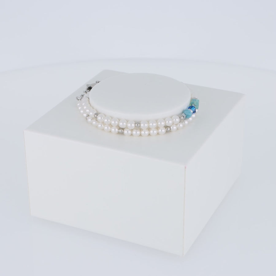 Bracciale Princess Pearls Wrap Around argento blu