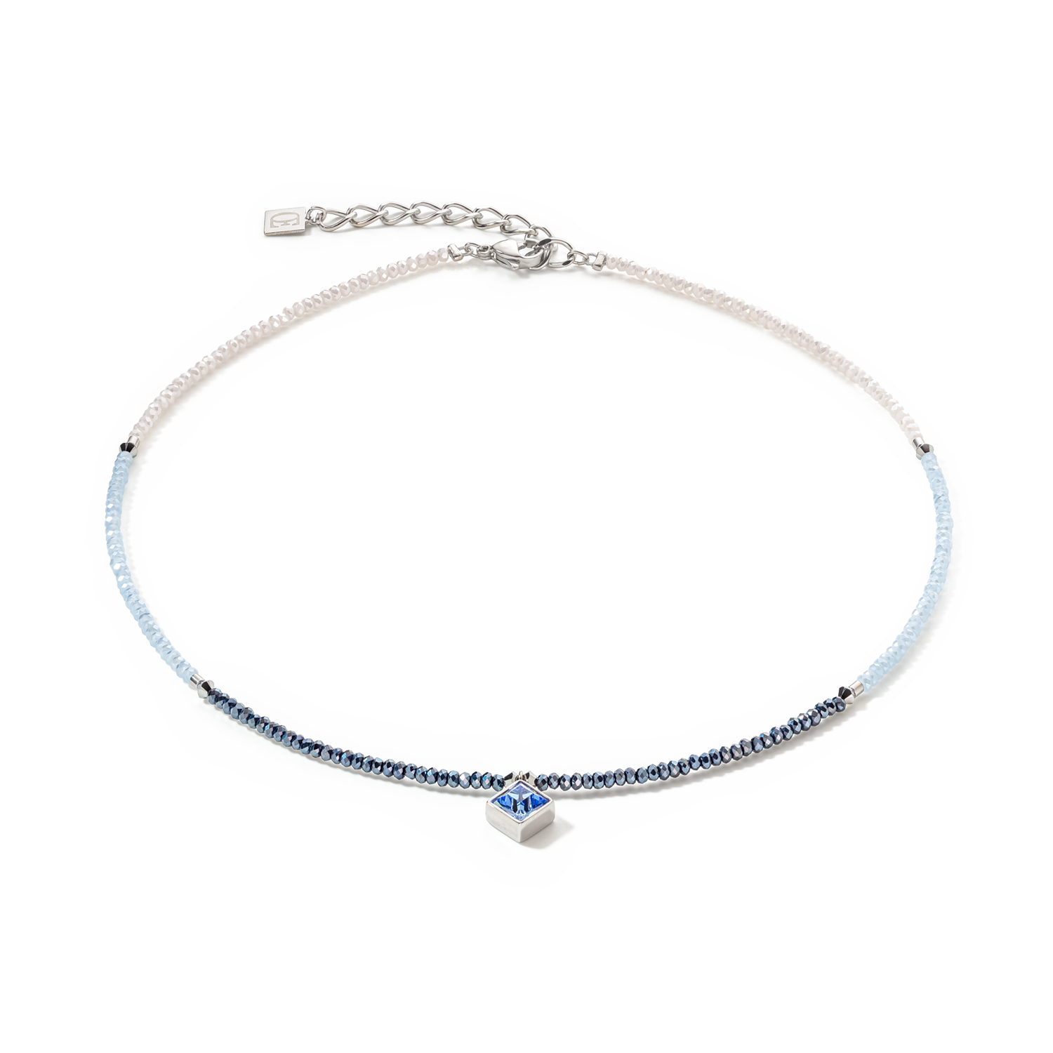 Collana Brilliant Square argento blu chiaro