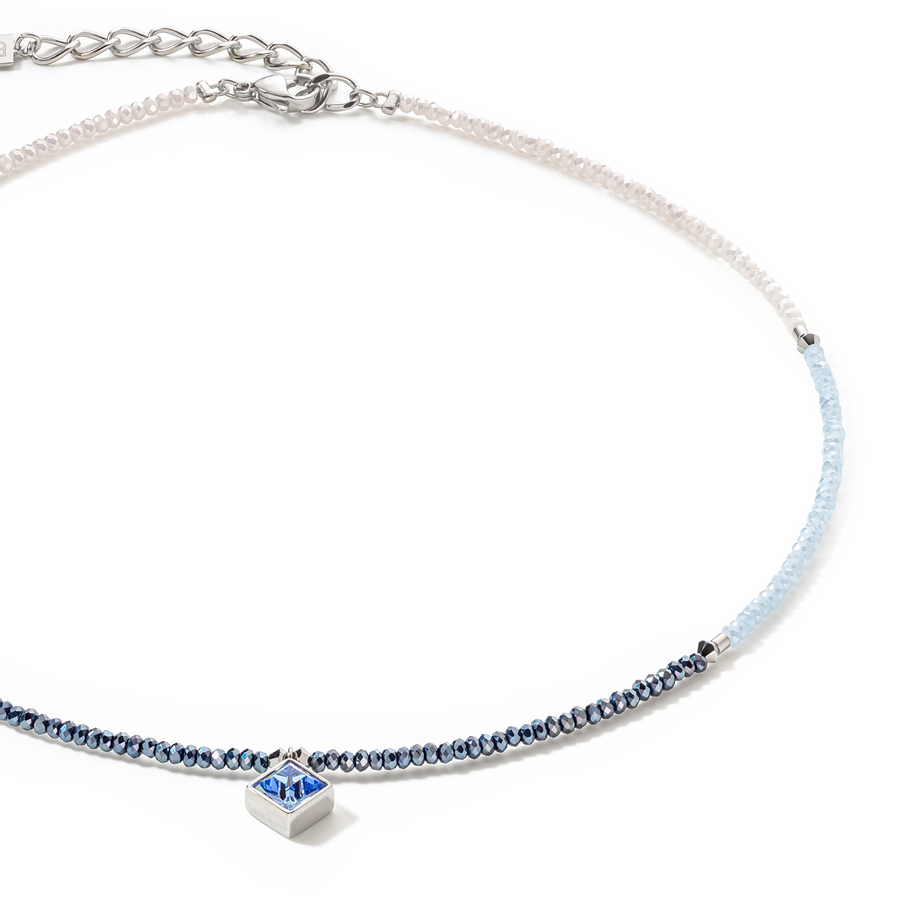 Collana Brilliant Square argento blu chiaro
