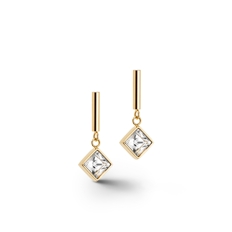 Orecchini Brilliant Square oro-cristallo