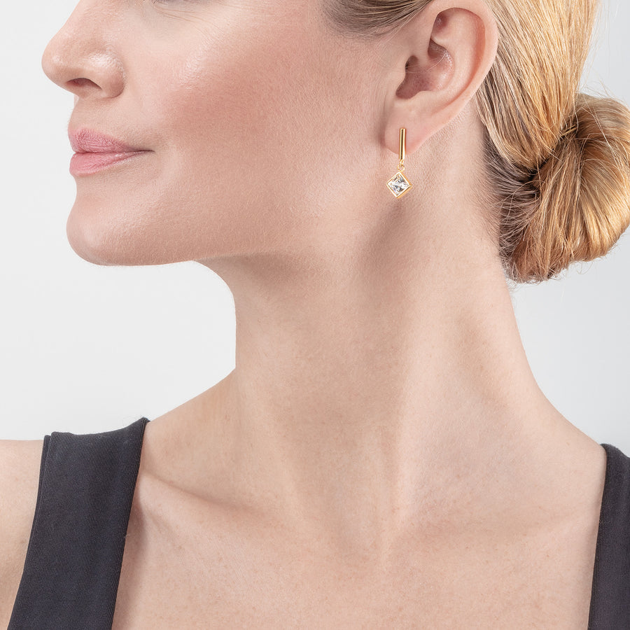 Orecchini Brilliant Square oro-cristallo
