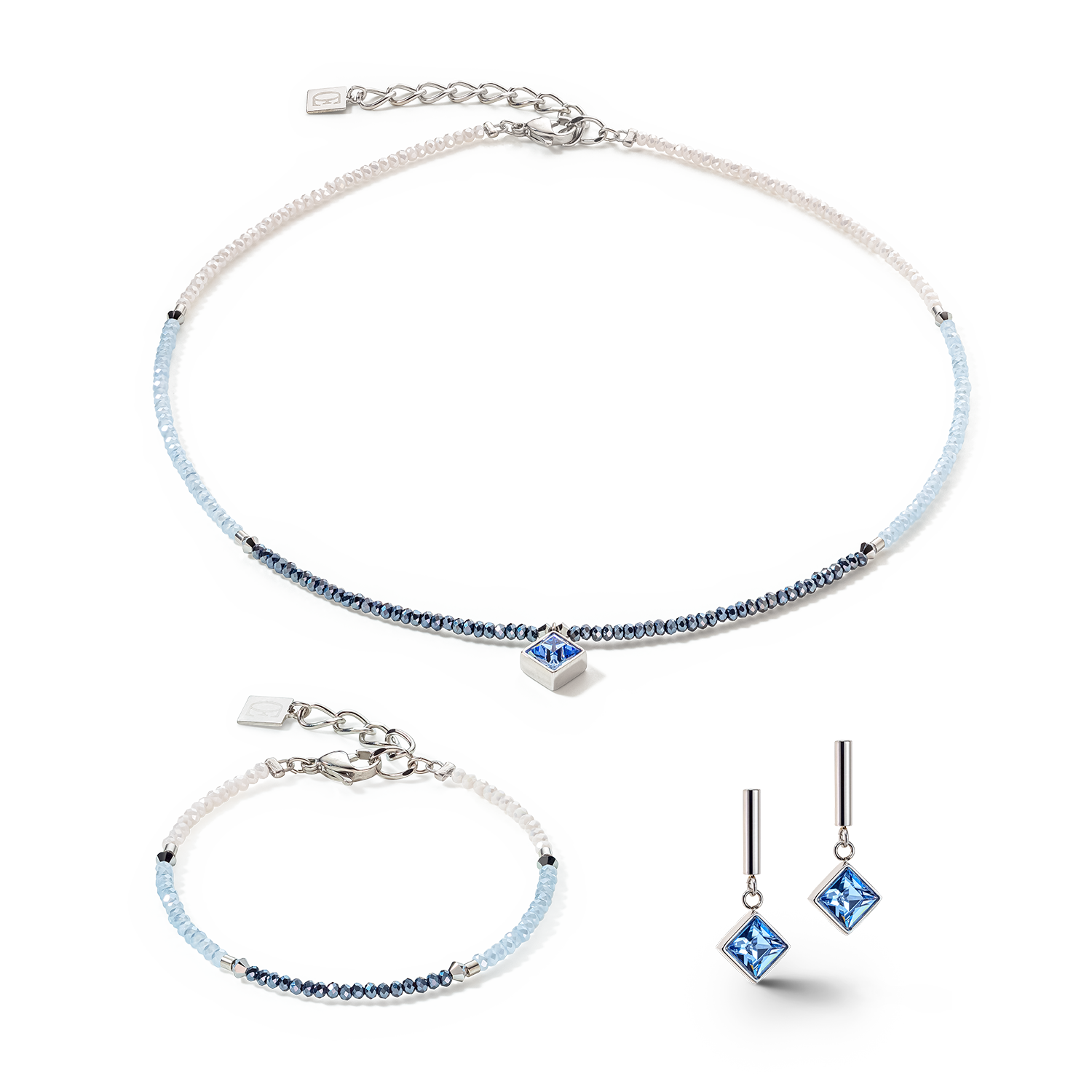 Bracciale Brilliant Square argento blu chiaro