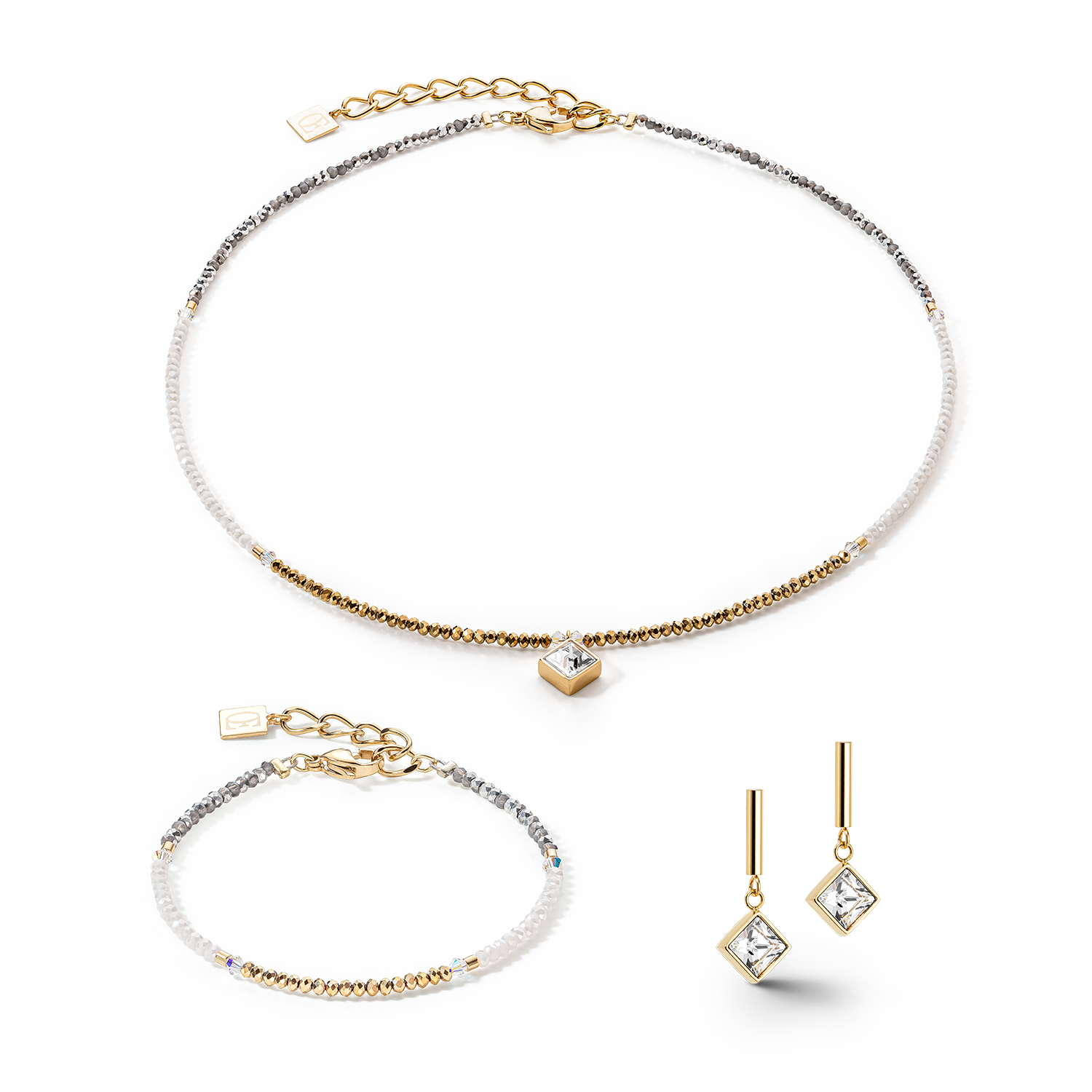 Bracciale Brilliant Square oro-cristallo