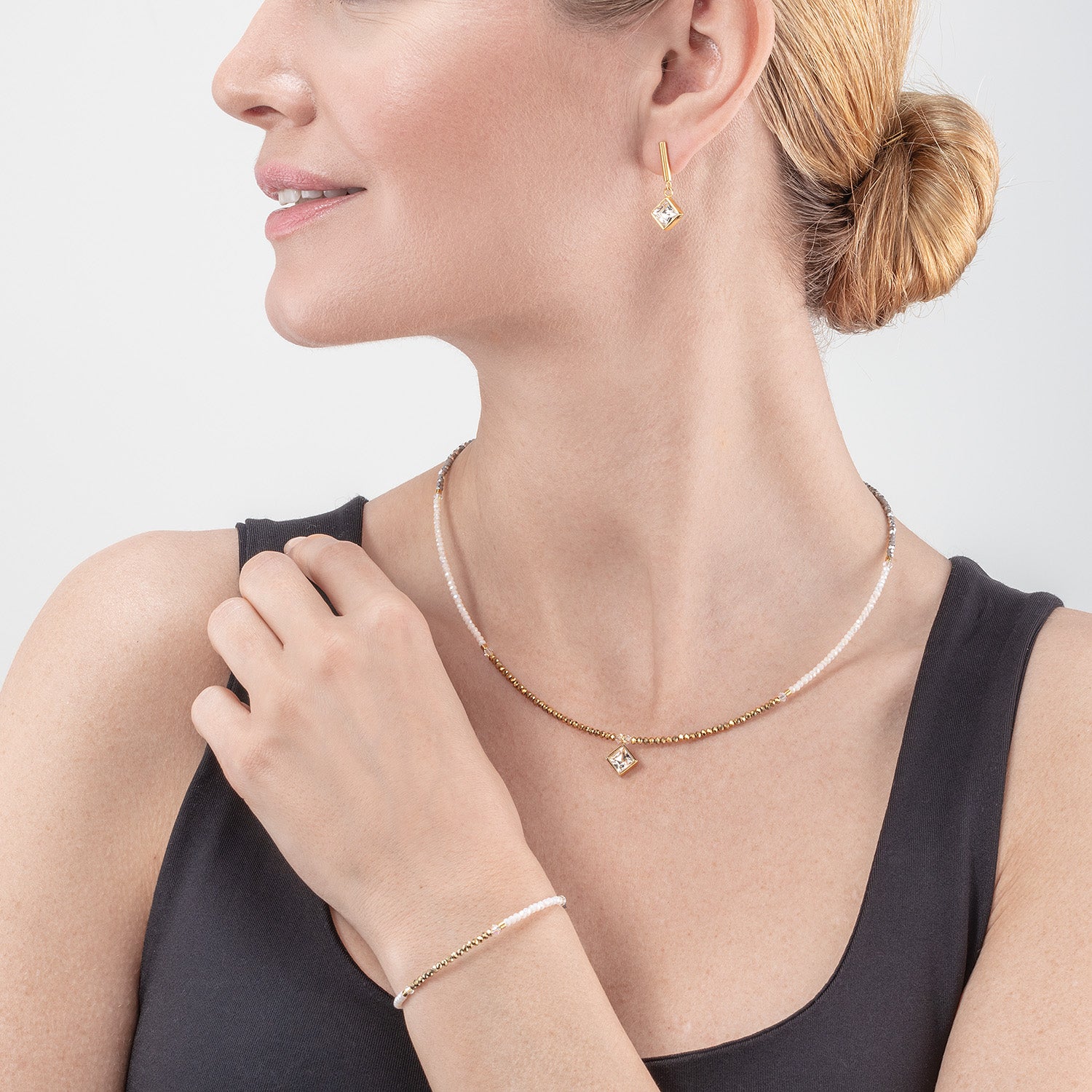 Bracciale Brilliant Square oro-cristallo