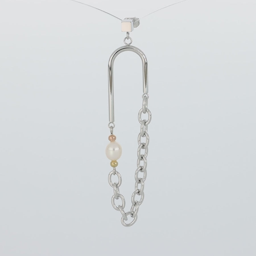 Orecchini boho argento-multicolor con perle d'acqua dolce