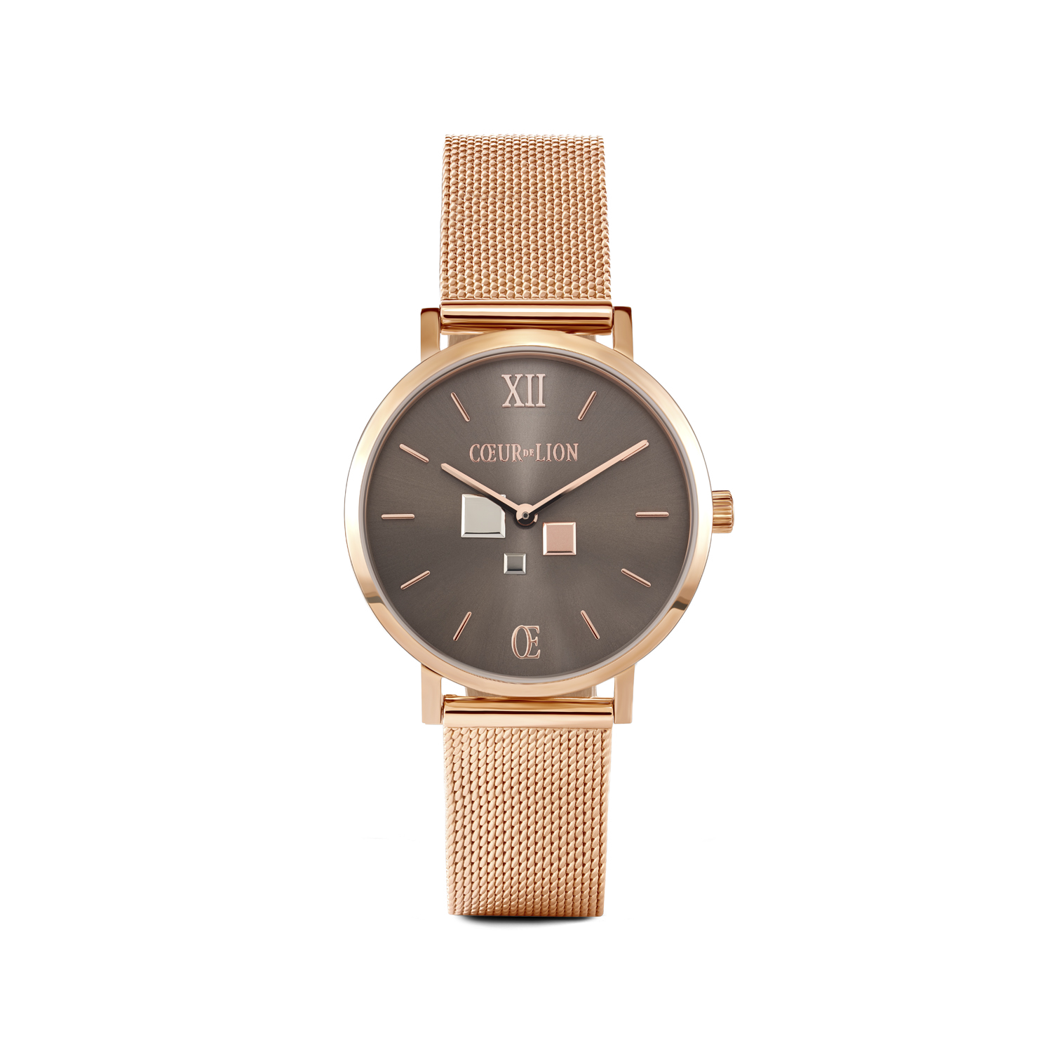 Orologio Rotondo Mocca Sunray Milanese Acciaio Inox Oro Rosé