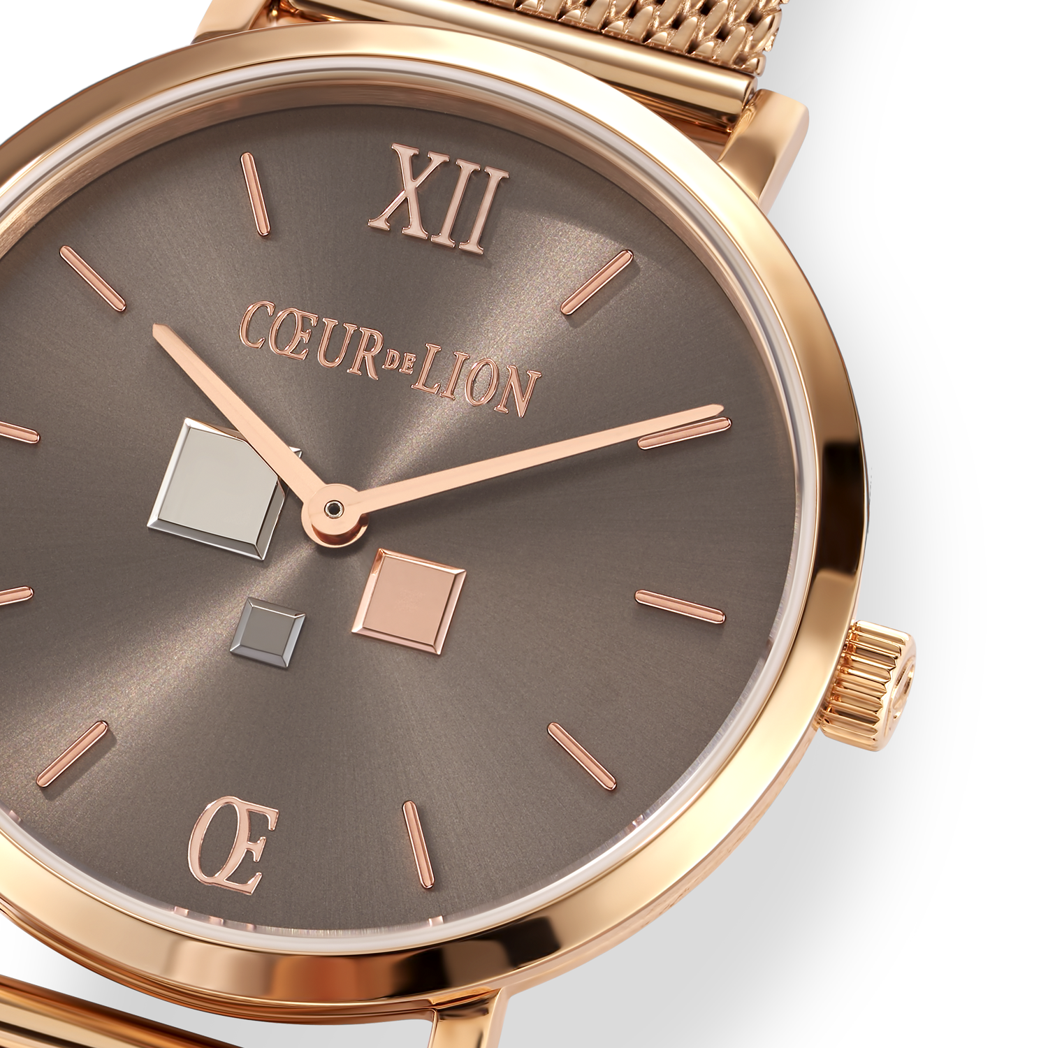 Orologio Rotondo Mocca Sunray Milanese Acciaio Inox Oro Rosé