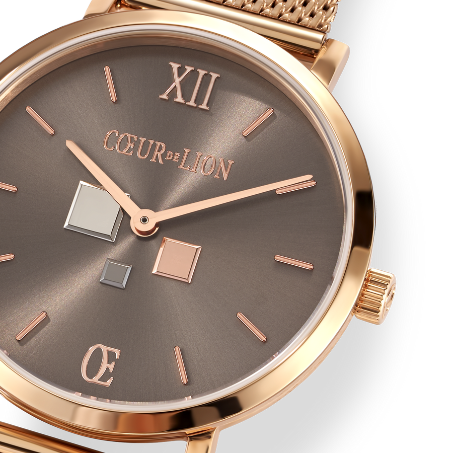 Orologio Rotondo Mocca Sunray Milanese Acciaio Inox Oro Rosé