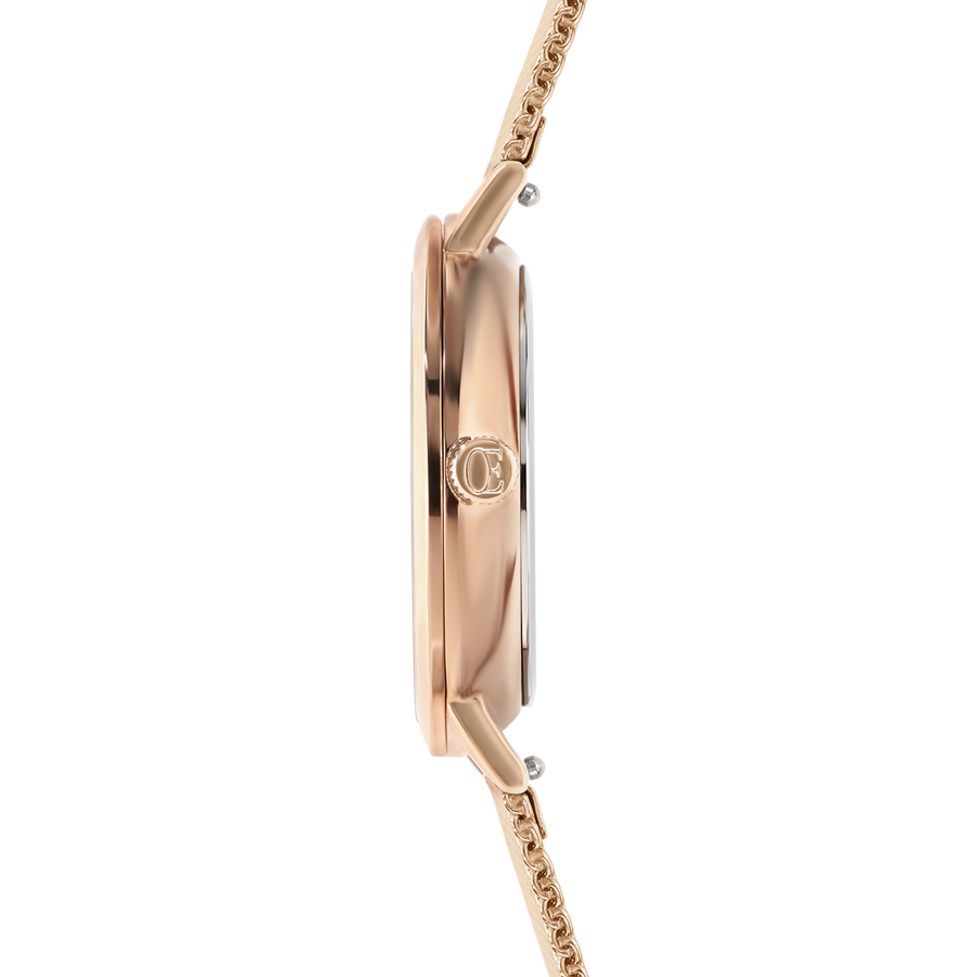 Orologio Rotondo Mocca Sunray Milanese Acciaio Inox Oro Rosé