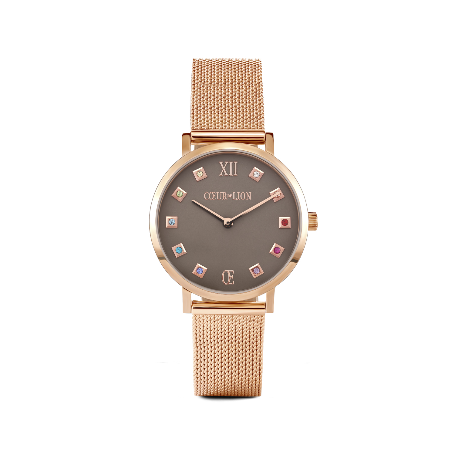 Orologio Rotondo Mocca Opaco Milanese Acciaio Inox Oro Rosé