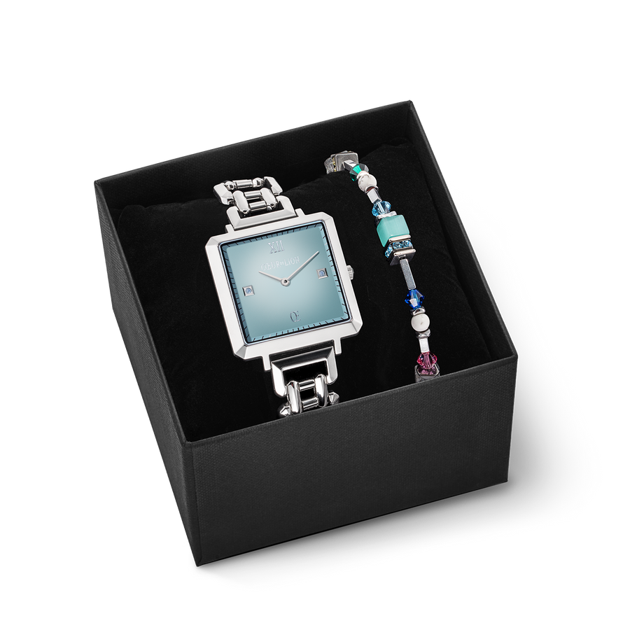 Set regalo orologio Iconic Cube Ocean Cyane e bracciale Summer Dream pastello
