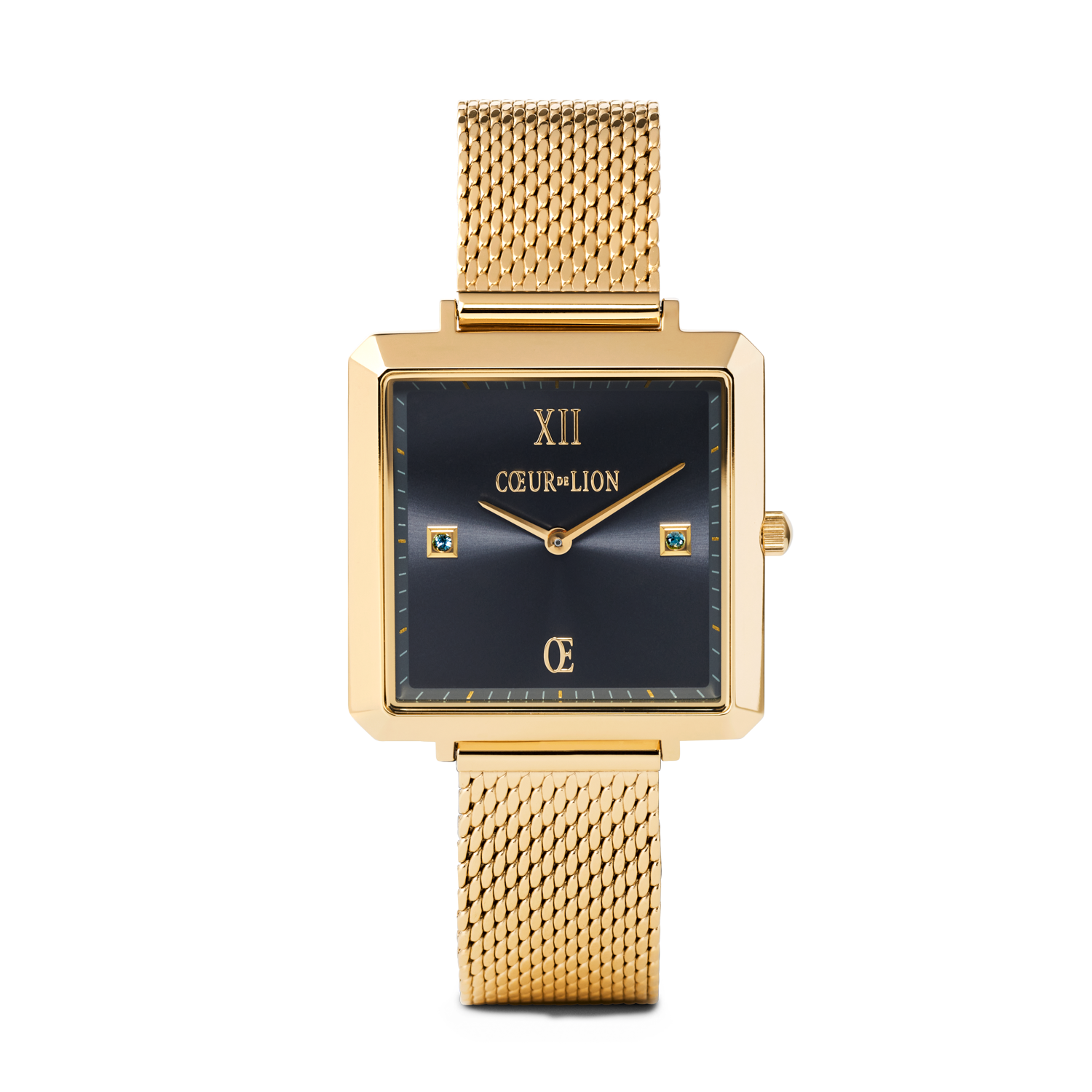 Orologio Iconic Square Midnight Blue Sunray Milanese Acciaio Inox Oro