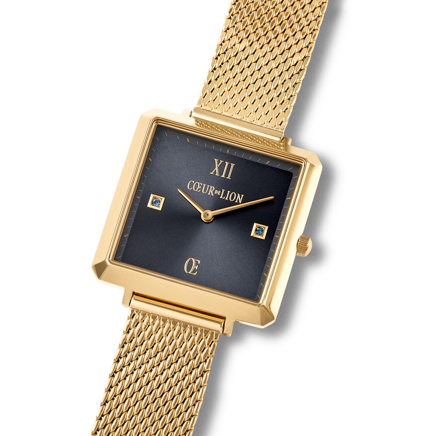 Orologio Iconic Square Midnight Blue Sunray Milanese Acciaio Inox Oro