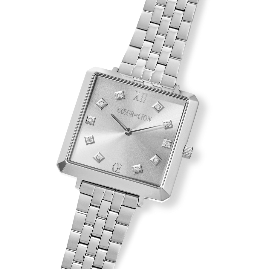 Orologio Iconic Square Elegant Monochrome Silver Acciaio Inox