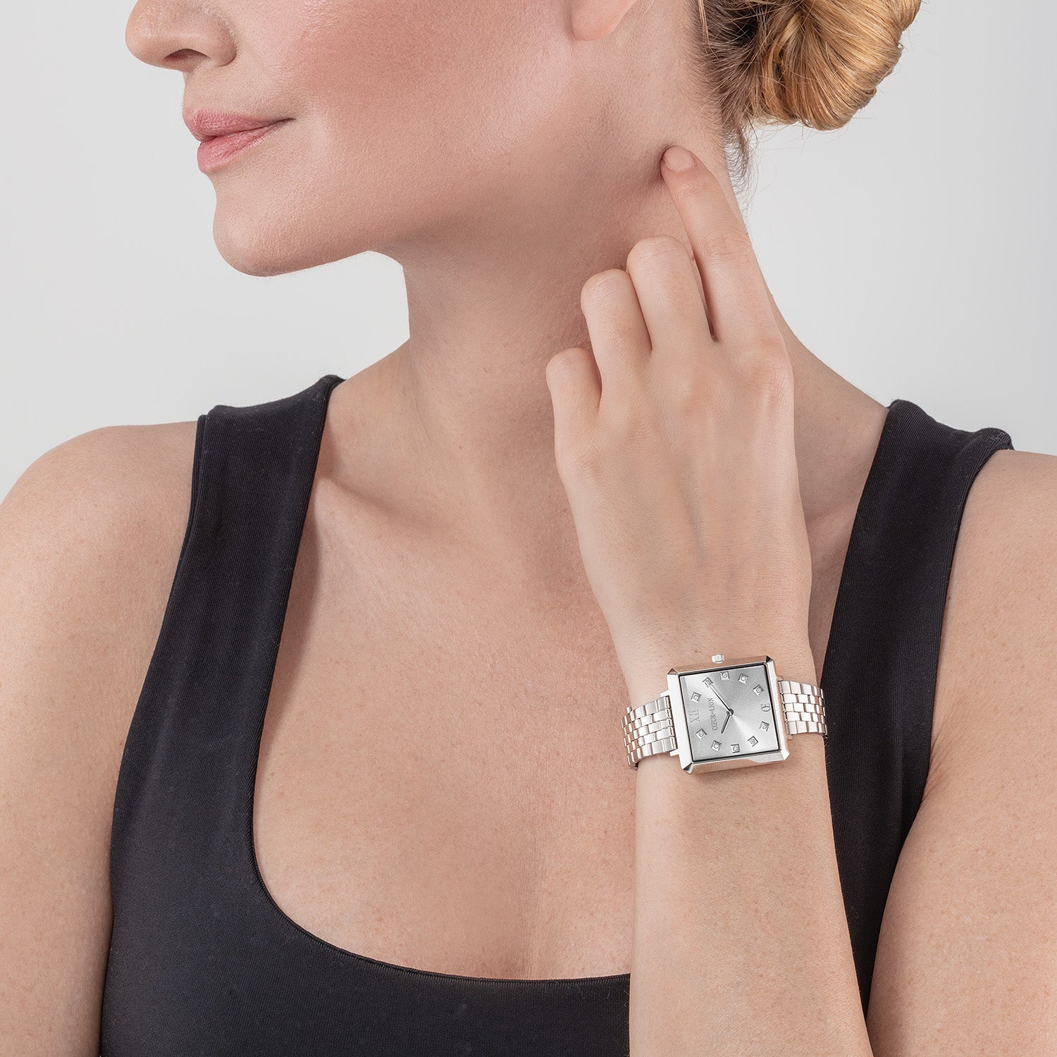 Orologio Iconic Square Elegant Monochrome Silver Acciaio Inox
