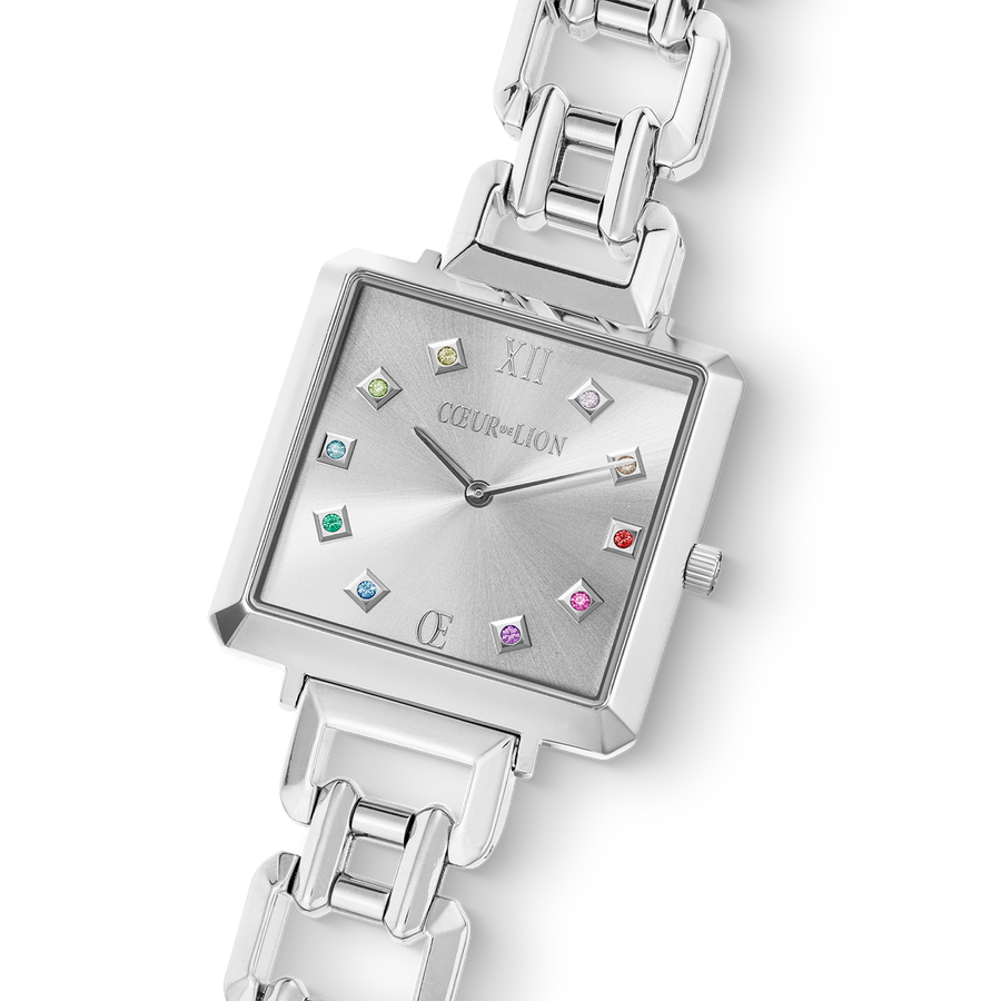 Orologio Iconic Cube Classic Rainbow Statement argento