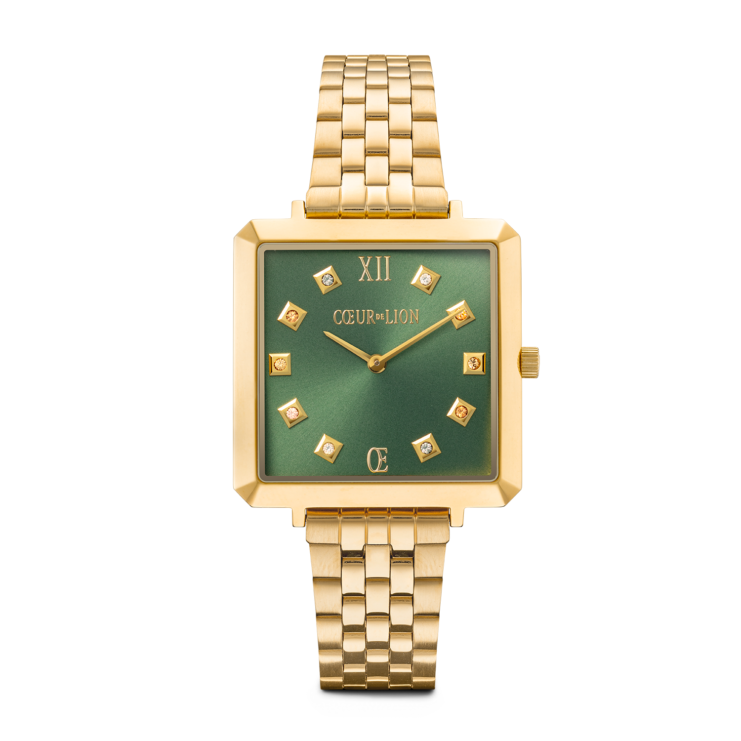 Orologio Iconic Square Glamorous Green Acciaio Inox oro