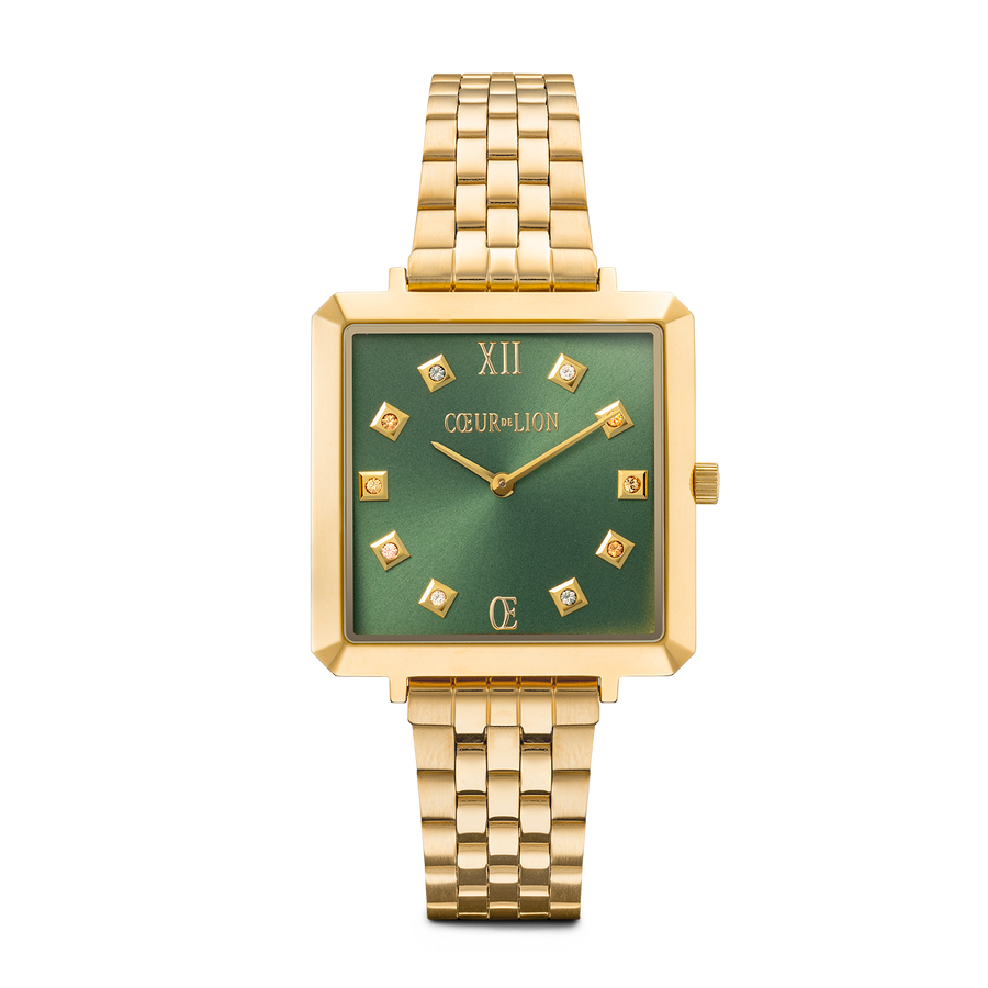 Orologio Iconic Square Glamorous Green Acciaio Inox oro