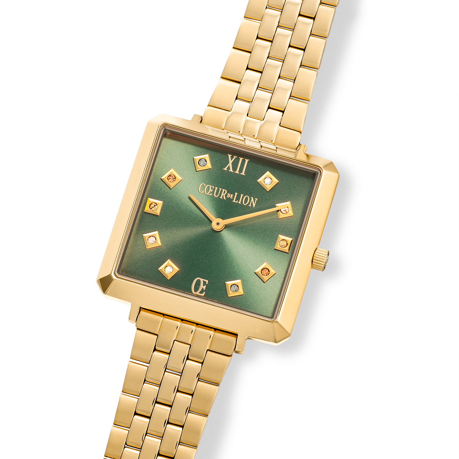 Orologio Iconic Square Glamorous Green Acciaio Inox oro