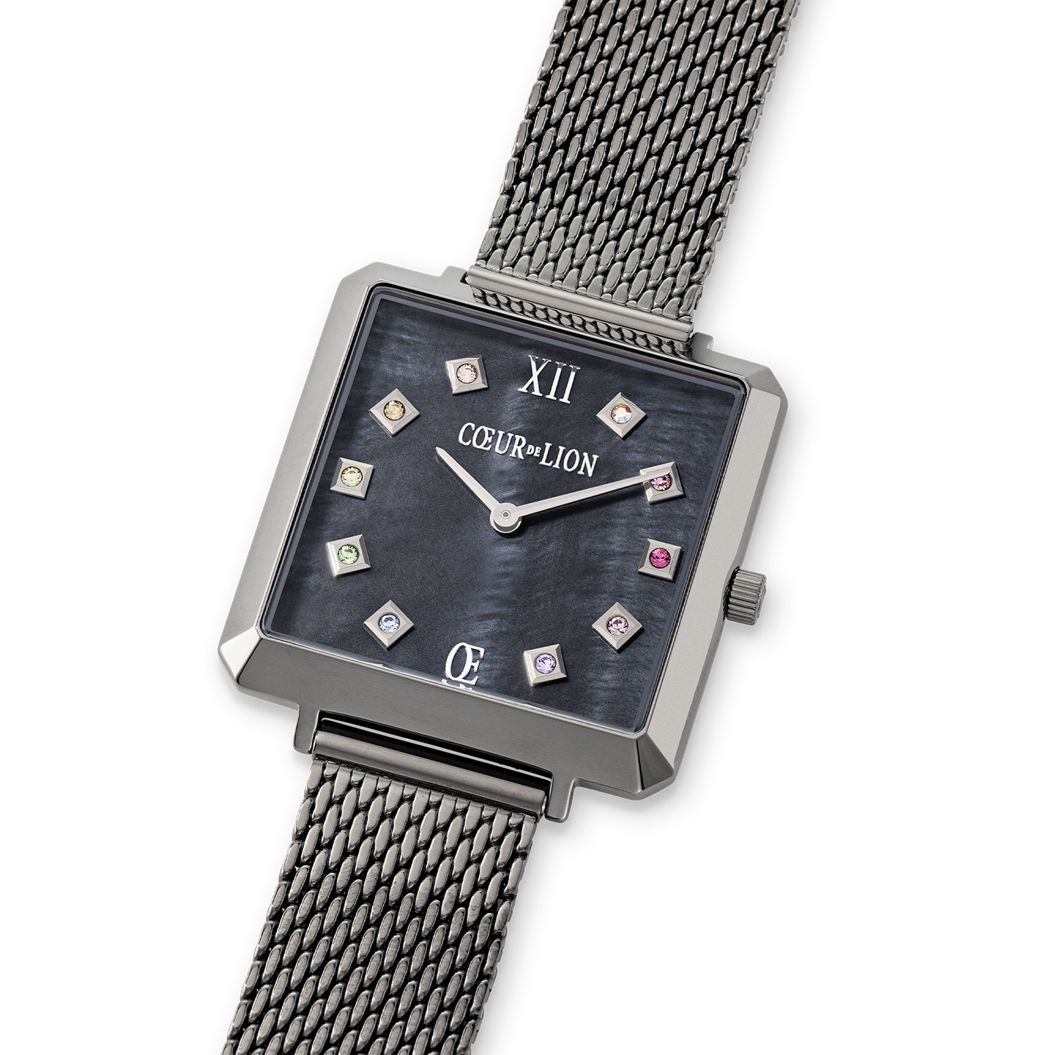 Orologio Iconic Square Antracite Madreperla Milanese Acciaio Inox Antracite