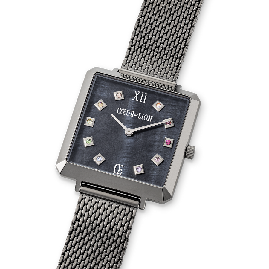 Orologio Iconic Square Antracite Madreperla Milanese Acciaio Inox Antracite