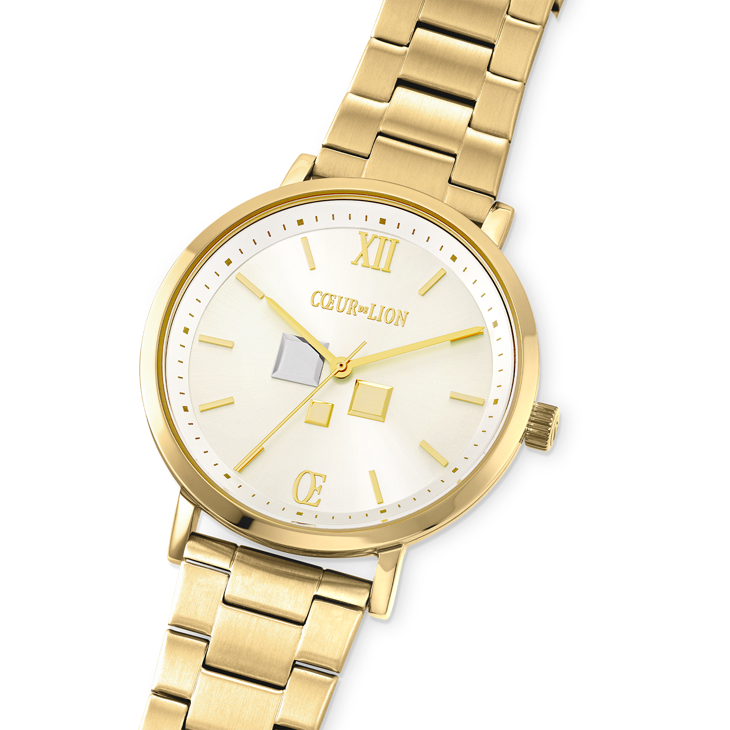 Orologio Rotondo Statement Unisex White Sunray Acciaio Inox Oro Satinato