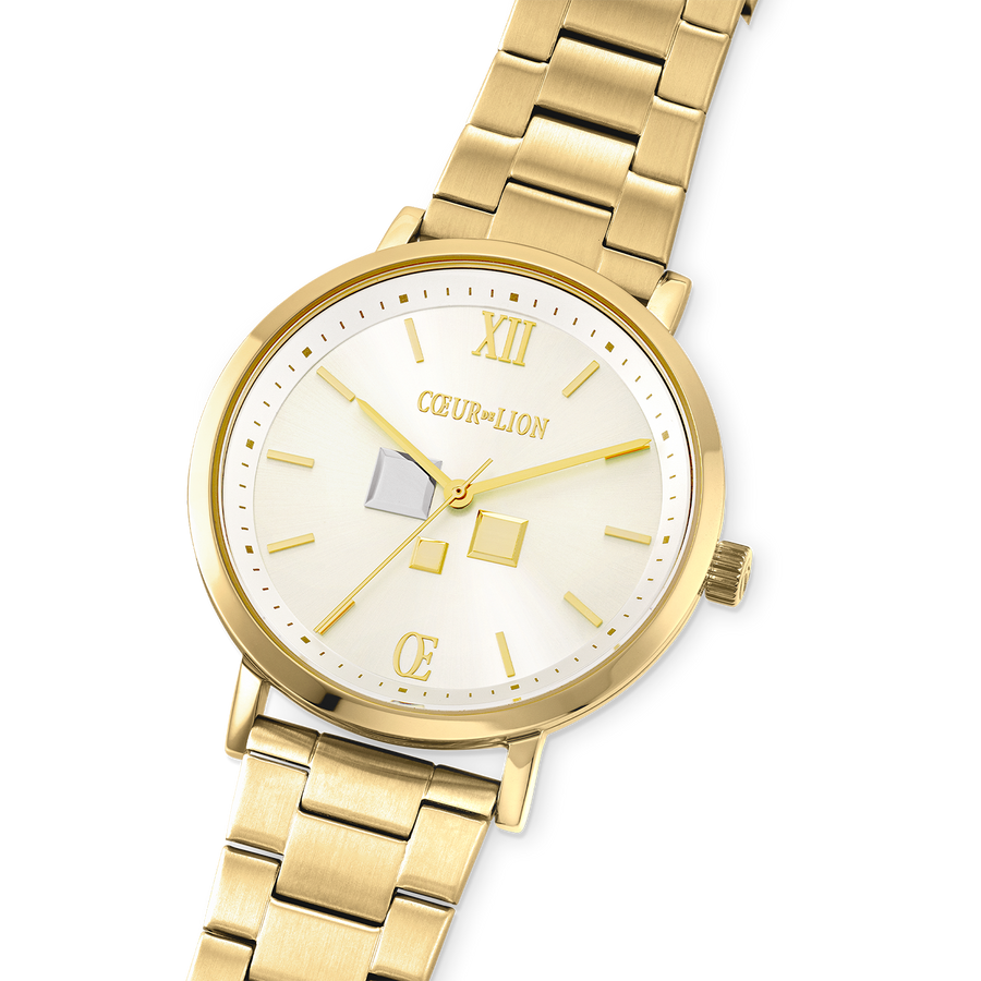 Orologio Rotondo Statement Unisex White Sunray Acciaio Inox Oro Satinato