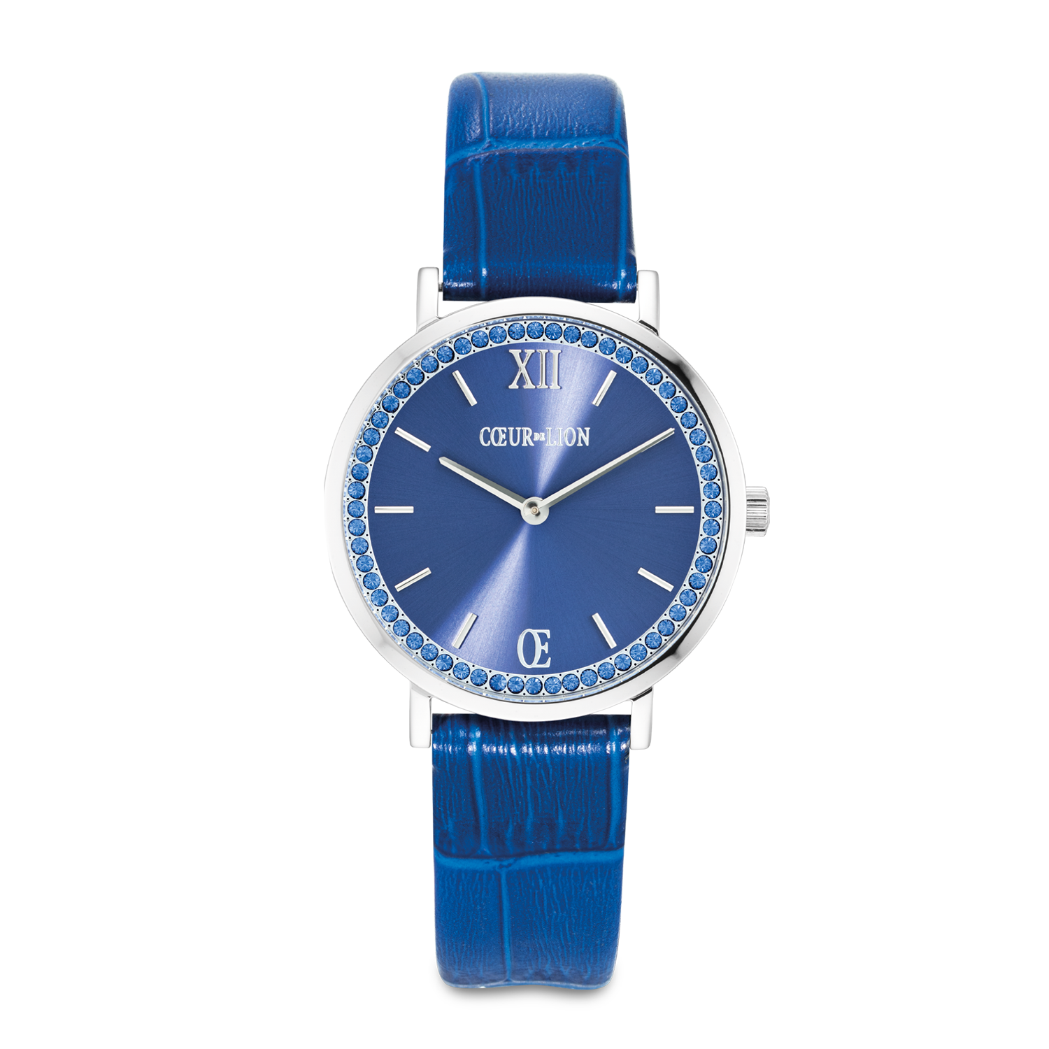 Orologio Rotondo Sparkling Sunray Cinturino in pelle Royal Blue