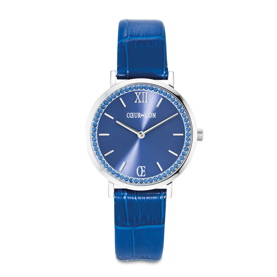 Orologio Rotondo Sparkling Sunray Cinturino in pelle Royal Blue