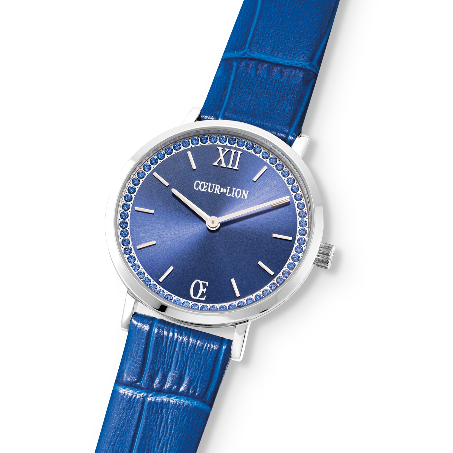 Orologio Rotondo Sparkling Sunray Cinturino in pelle Royal Blue