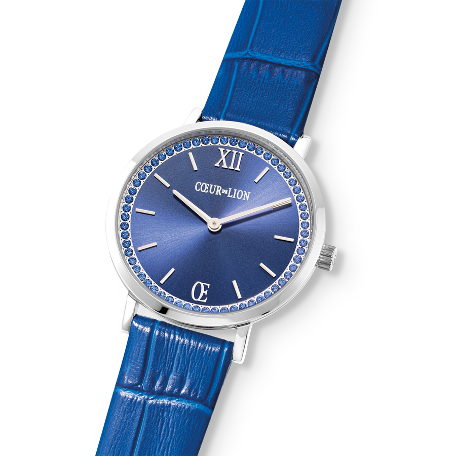 Orologio Rotondo Sparkling Sunray Cinturino in pelle Royal Blue