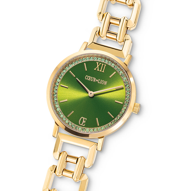 Orologio Rotondo Sparkling Fabulous Green Statement Oro