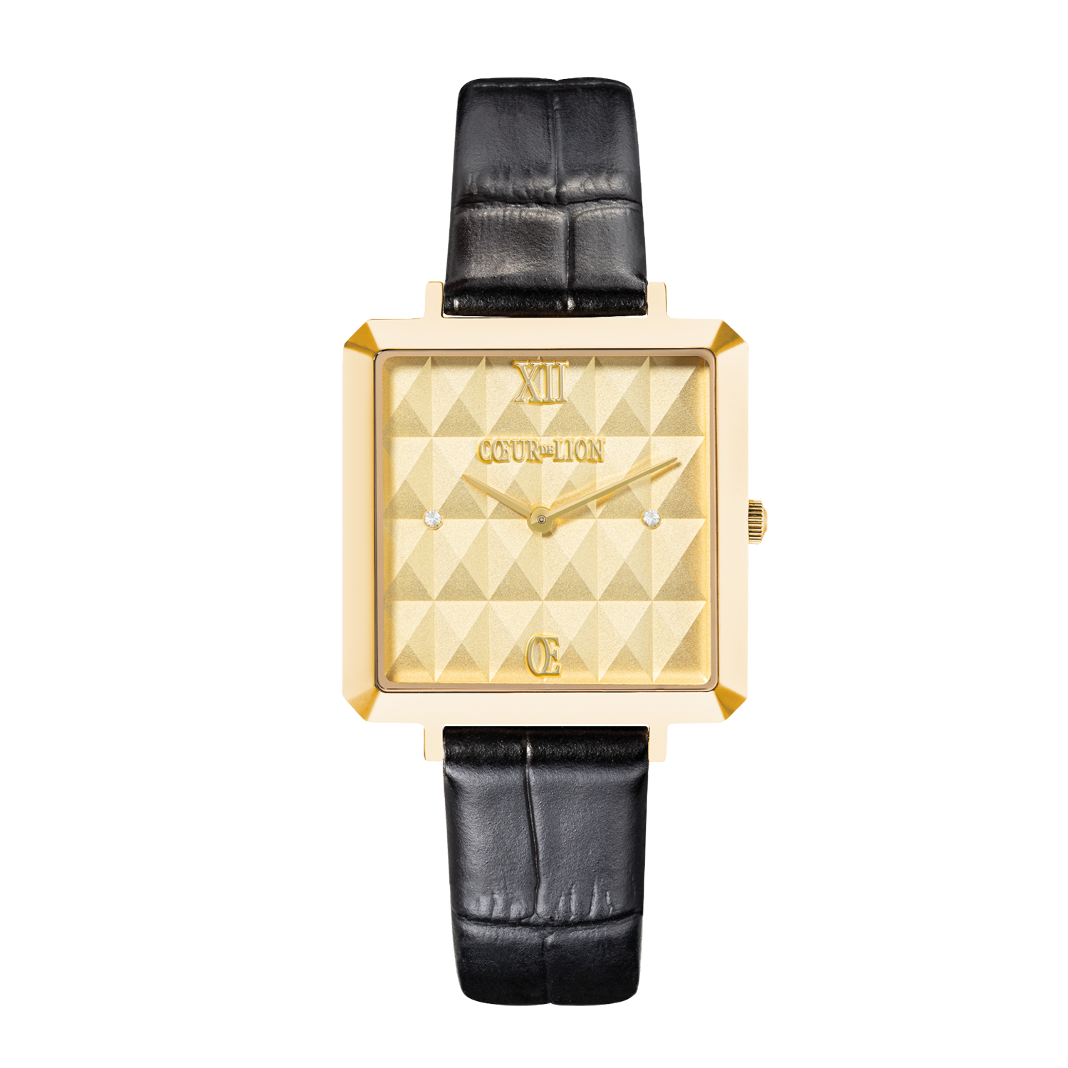 Orologio Iconic Cube Spikes Oro Bracciale Pelle Nero