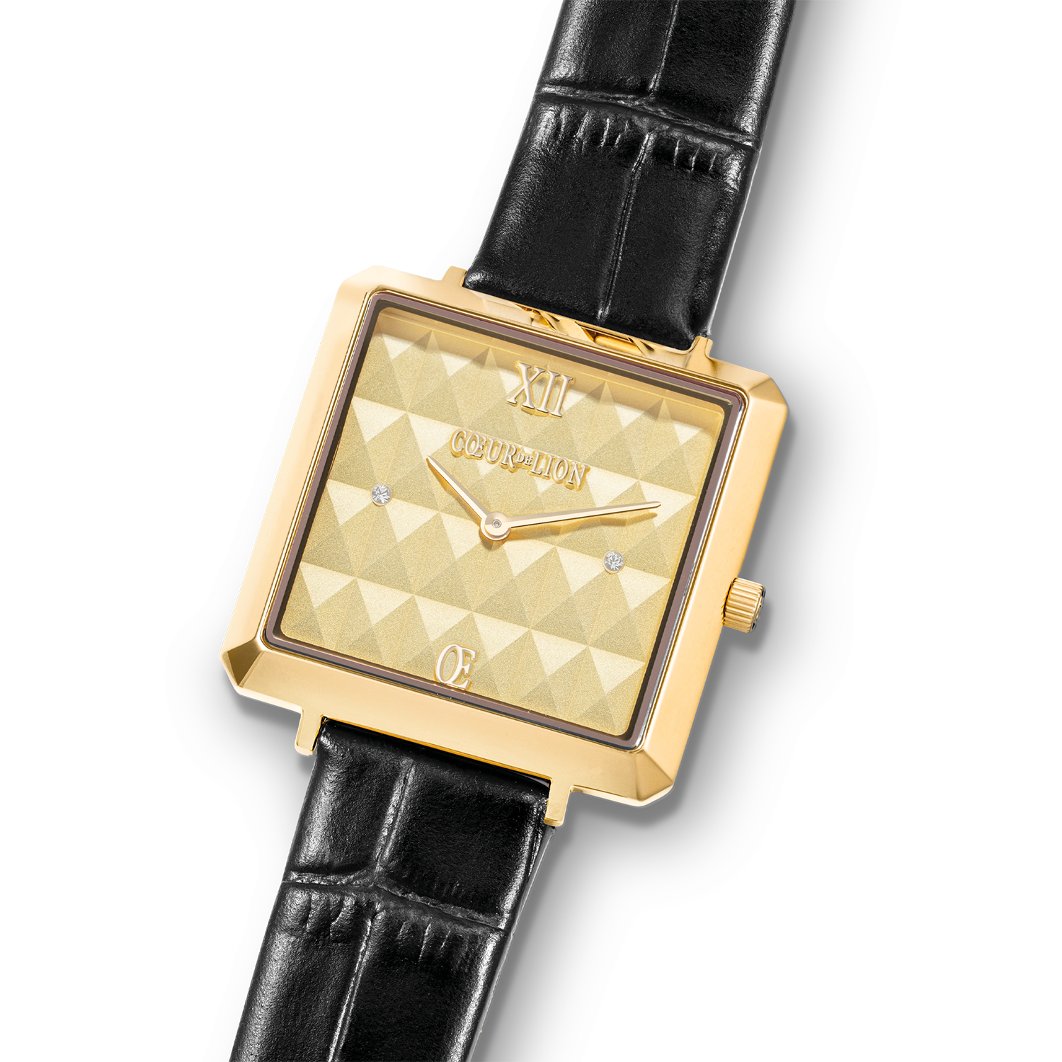 Orologio Iconic Cube Spikes Oro Bracciale Pelle Nero