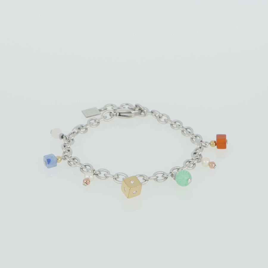 Bracciale boho argento-multicolor con perle d'acqua dolce