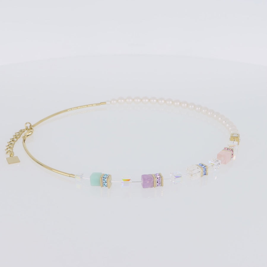 Collana GeoCUBE® Precious Fusion Pearls multicolor pastello