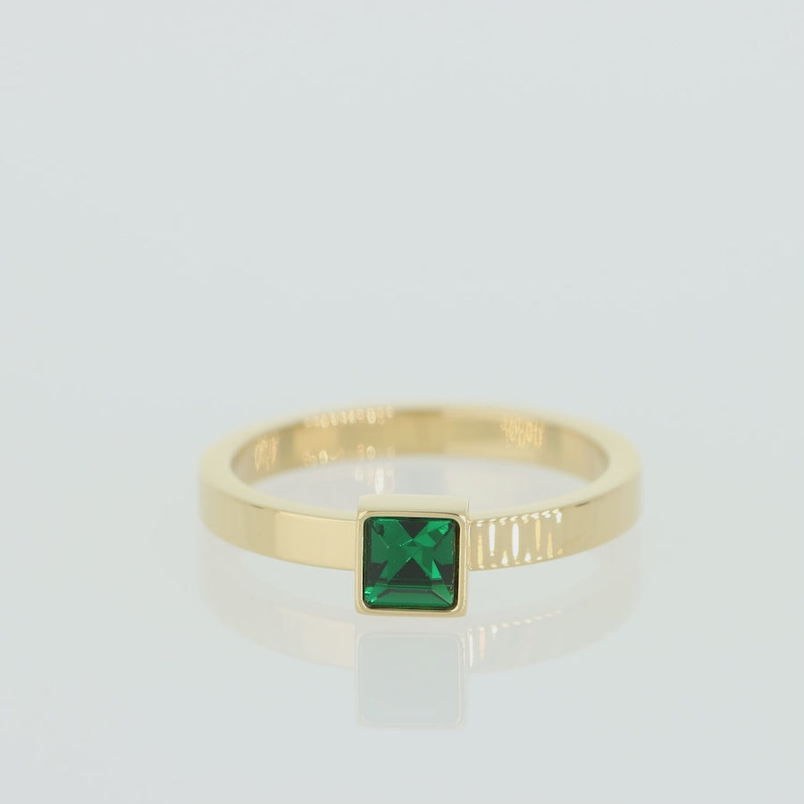 Anello Brilliant Square small oro-verde scuro