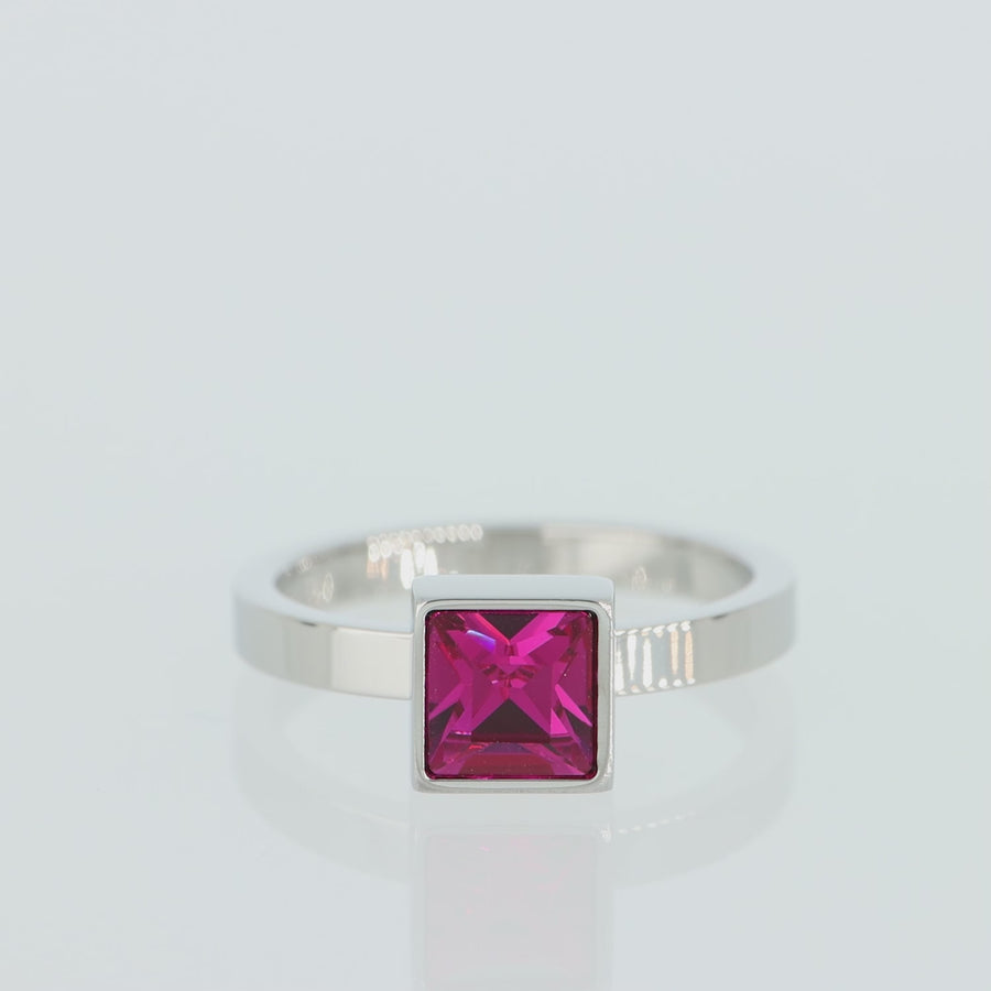 Brilliant Square big anello argento pink