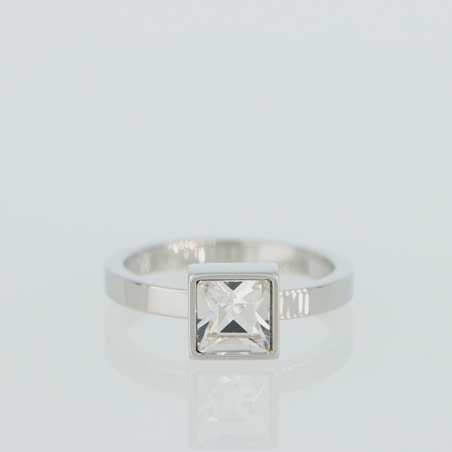 Brilliant Square big anello argento cristallo