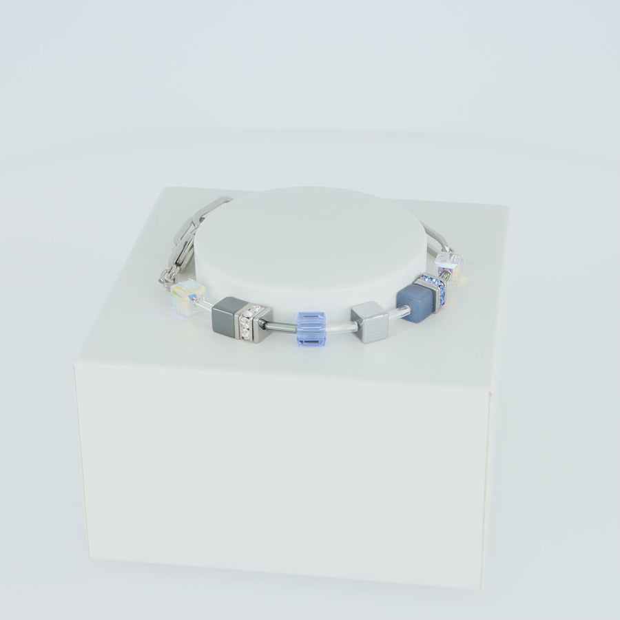 Bracciale GeoCUBE® Fusion Chain argento-blu