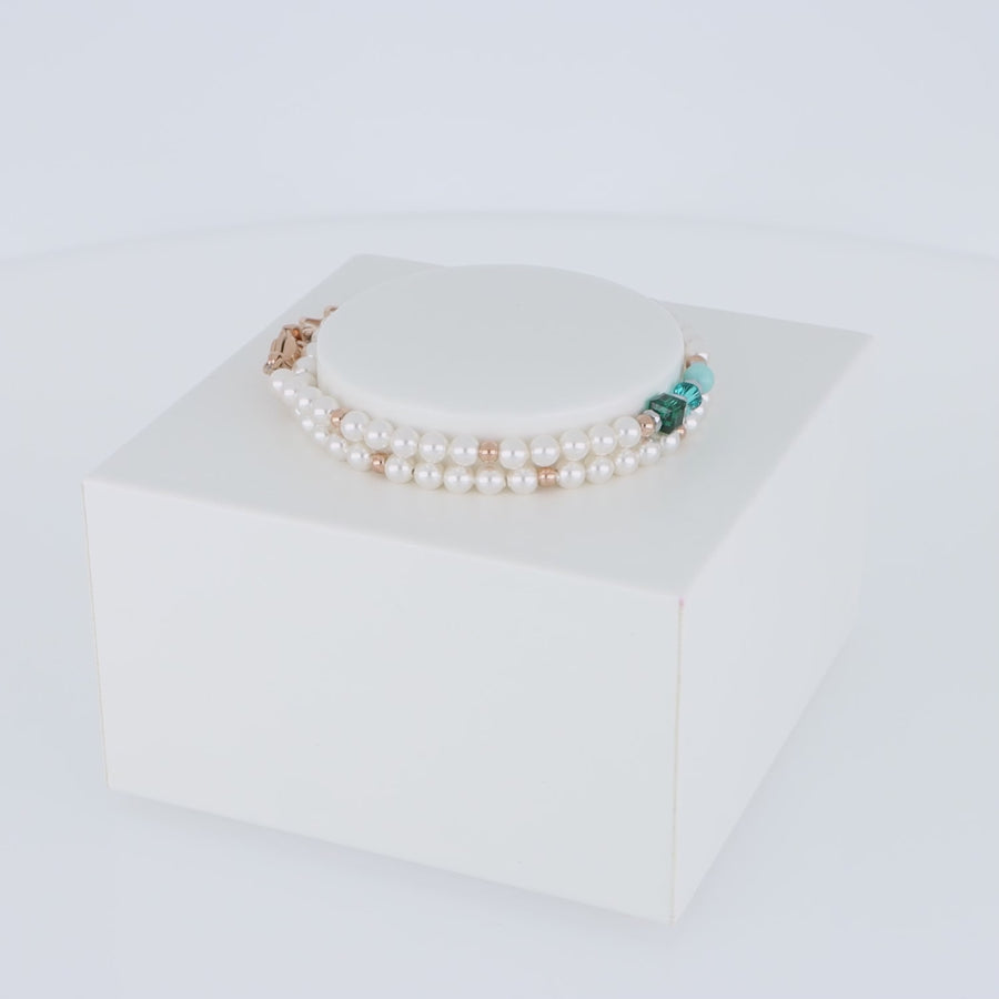 Bracciale Princess Pearls Wrap Around oro rosso verde